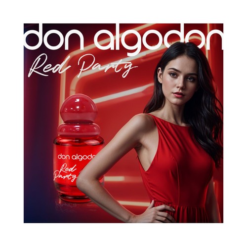 DON ALGODÓN Red party Neceser para mujer con colonia, brillo de labios 3D y eyeliner brillante.