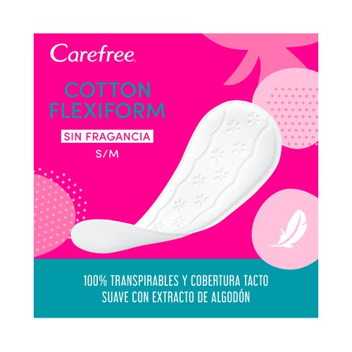 CAREFREE Cotton fell Salvaslips normales, sin fragancia, para todo tipo de bragitas 76 uds.