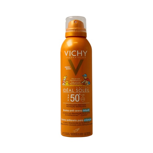 VICHY Protector solar especial niños, con acción anti-arena y factor de protección 50+ (muy alta) VICHY Idéal soleil 300 ml.