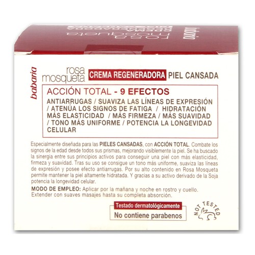 BABARIA Crema regeneradora con rosa mossqueta para pieles cansadas BABARIA 50 ml.