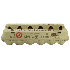 Imagen de AUCHAN Huevos de gallinas sueltas en el gallinero clase M y cat. A 12 uds. Producto Alcampo