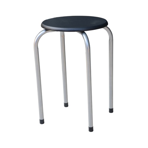 Taburete con asiento acabado en madera de color negro, DECORACIÓN.