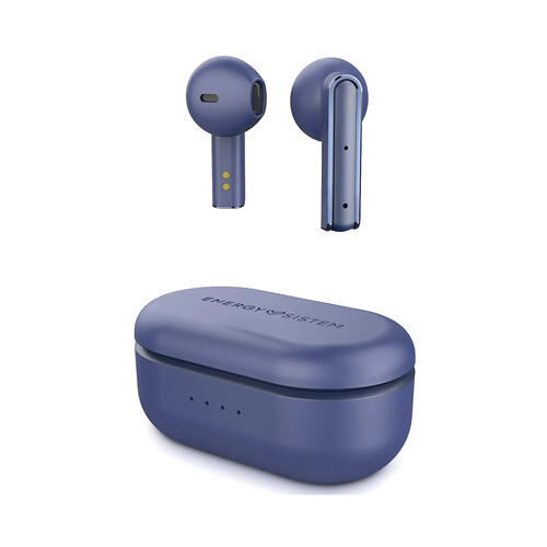 Auriculares Inalámbricos Bluetooth ENERGY SISTEM Style 4 Indigo, 25h autonomía, estuche cargador, color azul.