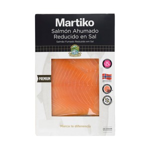 Salmón ahumado reducido en sal y sin azúcares añadidos 80 g.