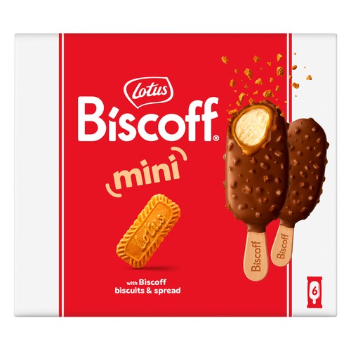 LOTUS Biscoff mini bombón helado de galleta caramelizada y chocolate con leche 6 x 60 ml.