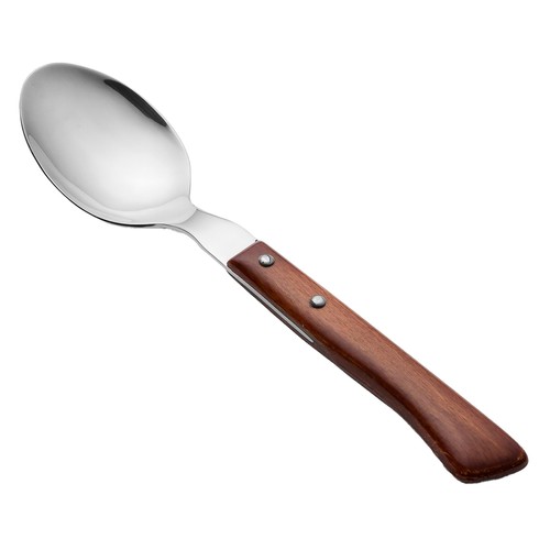 Cuchara de acero inoxidable con mango de madera, 206 mm, ARCO.