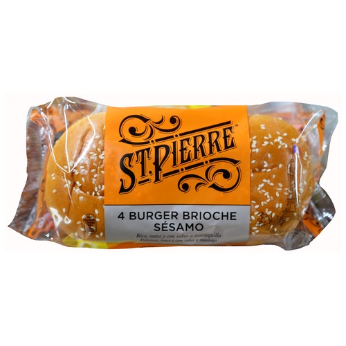 ST. PIERRE Pan de hamburguesa brioche sésamo 4 uds 250 g.