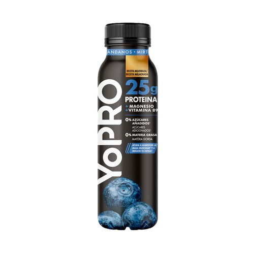 YOPRO de Danone Bebida láctea proteica de arándanos sin azúcares añadidos 291 ml.