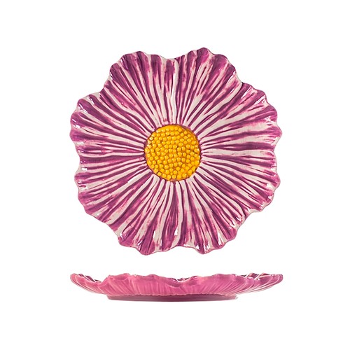 Plato flor verde 26cm ceramica. H&H.