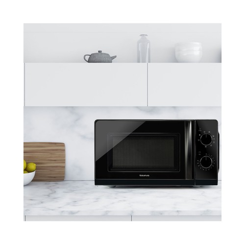 Microondas con grill TAURUS Ready Black Grill, color negro, capacidad 20L, potencia 700W, grill: 900W.