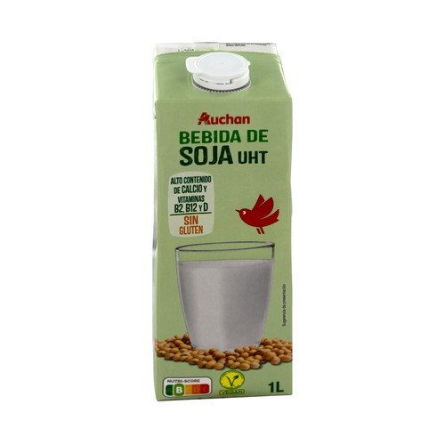 AUCHAN Bebida de soja sin gluten y enriquecida con calcio y vitaminas A y D 1 l. Producto Alcampo
