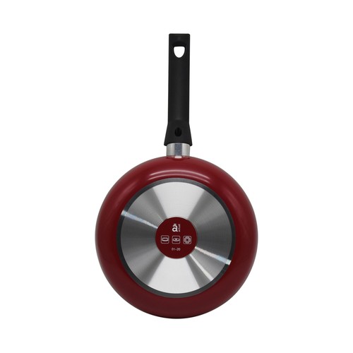 Sartén de aluminio 26cm. con revestimiento interior antiadherente ILAG, no apto para inducción, serie vitro roja ACTUEL. 