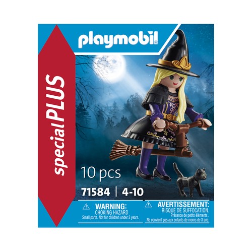 PLAYMOBIL Special Plus 71584, Bruja con gato y escoba, 10 pcs +4 Años