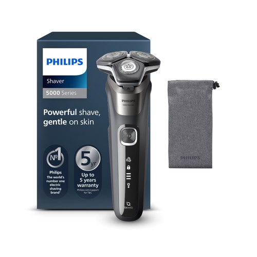 Afeitadora eléctrica sin cable PHILIPS S5887/10, cuchillas SteelPrecision, cabezales flexibles. cortapatillas desplegable..