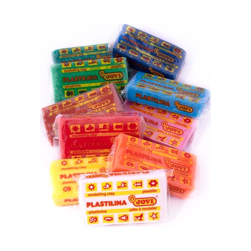 Caja de 10 pastillas de 50 g de plastilina de diferentes colores JOVI.
