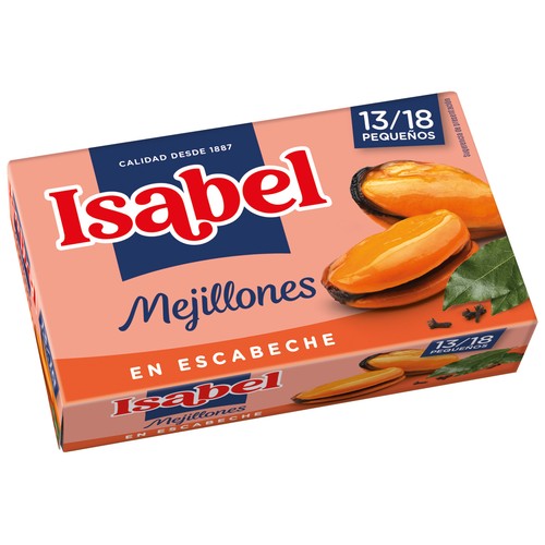 ISABEL Mejillones frescos de campaña en escabeche, 13/18 piezas 69 g.