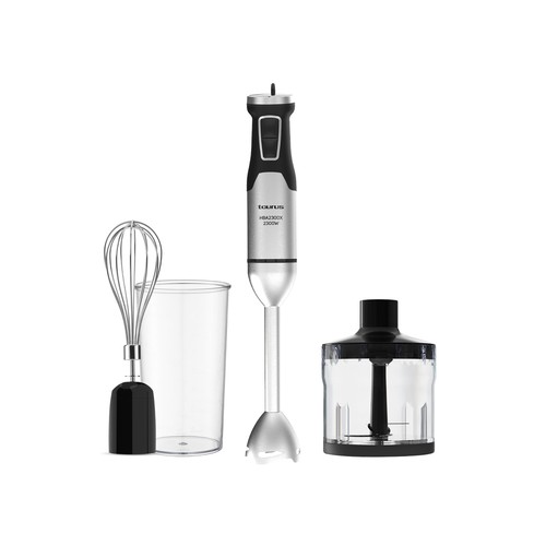 Batidora de mano con brazo TAURUS HBA2300X Inox, 2300W, 3 accesorios, capacidad del vaso 1L