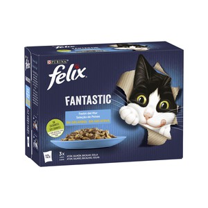 FELIX Comida para gatos húmeda a base de pescado PURINA FELIX 12 uds x 85 g.