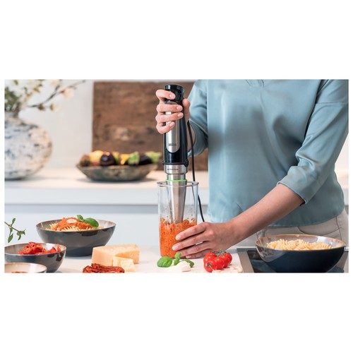 Batidora de mano BRAUN Minipimer 7 MQ7035X, 1000W, velocidad variable, incluye, picador, varillas, vaso graduado.
