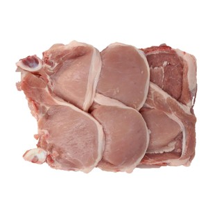Chuletas de centro de cerdo blanco.
