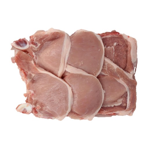 Chuletas de centro de cerdo blanco.