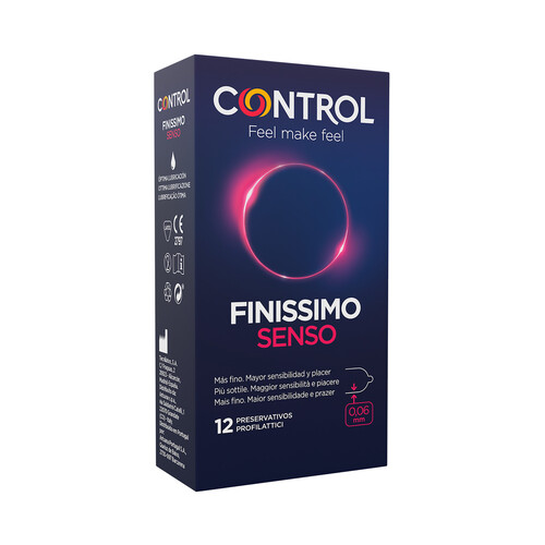 CONTROL Finissimo Senso Preservativo lubricado fino, con un ajuste perfecto 12 uds.