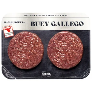 COREN Hamburguesas de buey gallego con IGP Vaca-buey gallego 2 x 150 g.