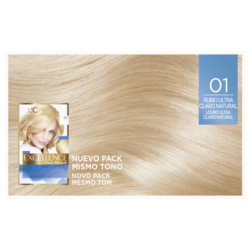 L´ORÉAL PARIS Ultra aclarante tono 01 Rubio ultra claro natural L'ORÉAL Excellence pure blonde.
