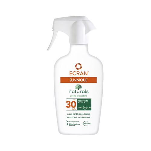 ECRAN Sunnique naturals Leche solar en spray con acción protectora y FPS 30 (alta) 300 ml.