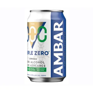 AMBAR Cervezas sin alcohol triple zero (0,0% Vol.) lata de 33 cl.