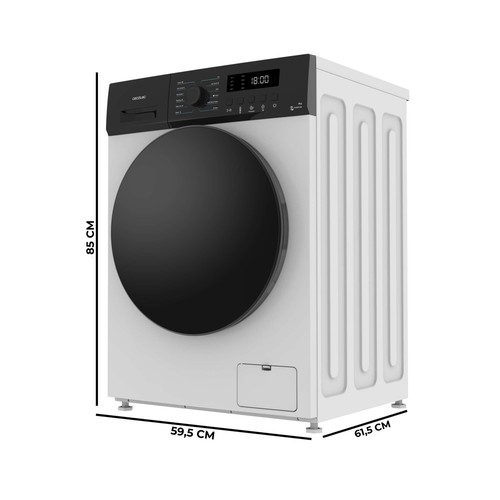 Lavadora CECOTEC Bolero Dresscode 9155, color blanco,  9KG, Clasificación energética: A, 1400RPM, H: 84,5cm, A: 59,5cm, F: 59cm.