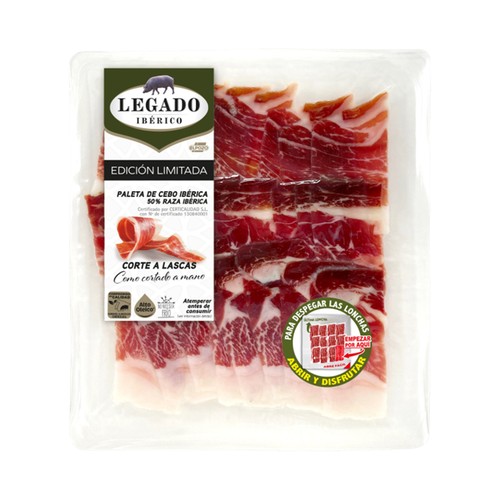 LEGADO IBÉRICO Paleta de cebo ibérica (50% raza iberica), cortada en lascas LEGADO IBÉRICO 80 g.