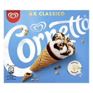 Imagen de CORNETTO Conos de helado de leche, con trocitos de avellana 6 x 90 ml.