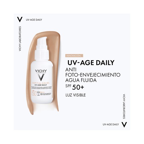 VICHY Protector solar facial con color, acción antiedad y FPS 50+ (muy alto) VICHY Capital soleil 40 ml.