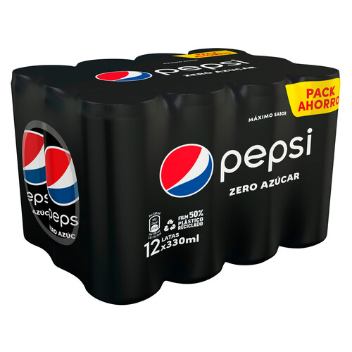 PEPSI MAX Refresco de cola sin azúcar pack 12 uds. x 33 cl.