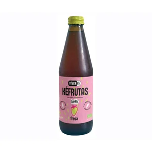 VIVER Kéfrutas Bebida ecológica fermentada con probióticos, sabor fresa 330 ml.