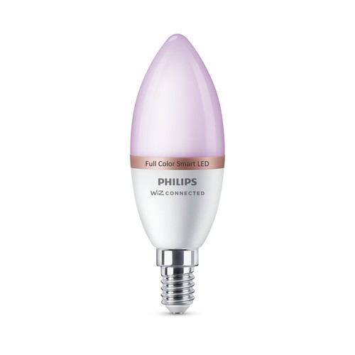 Bombilla Led inteligente E14, WiFi + Bluetooth, 4,9W=40W,  blanco + RGB multicolor, PHILIPS.