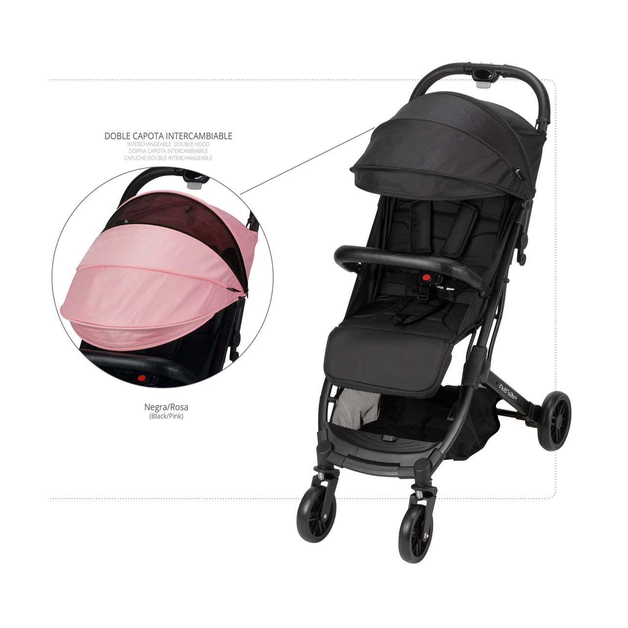 Silla paseo para bebes hasta 36 meses o 22kg Minimum Space Plus color rosa.