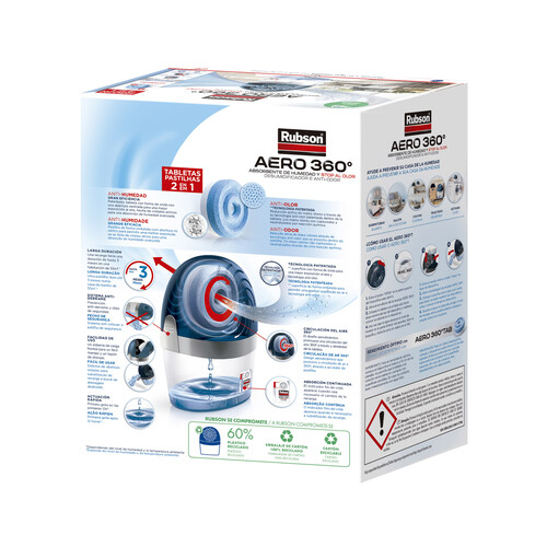 Deshumidificador, RUBSON Aero 360°. incluye 1 recambio.