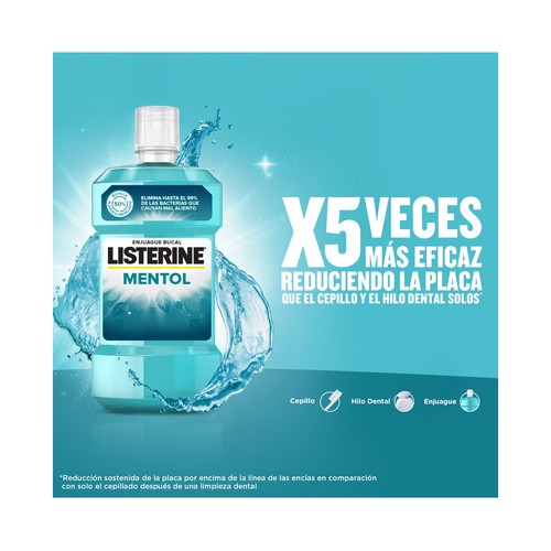 LISTERINE Enjuague bucal de uso diario con sabor mentol 250 ml.