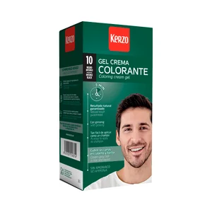 KERZO tono 10 negro intenso Gel crema colorante masculino (tinte) sin amoniaco.