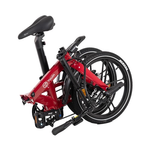 Bicicleta eléctrica plegable YOUIN Marbella Rojo, 250W, ruedas 20", autonomía 40Km..