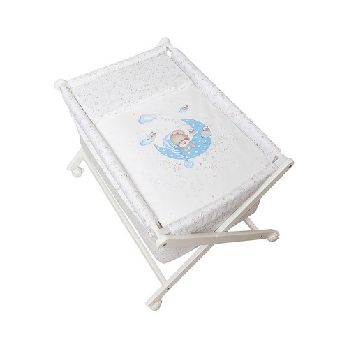 Minicuna de madera bear sleeping azul, 55 x 90 x 72 cm.