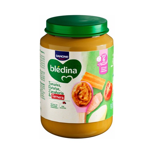 BLÉDINA de Danone Tarrito de tomates, patatas, zanahorias y ternera, a partir de 6 meses 200 g.