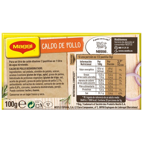 MAGGI Pastillas de caldo de pollo 10 ud. 100 g.