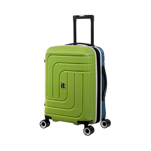 Maleta cabina tipo trolley expandible IT de 55cm, 8 ruedas, color verde y negro.
