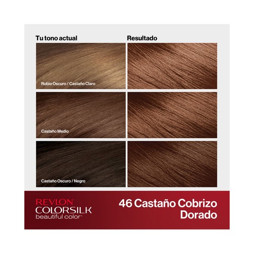 REVLON Colorsilk tono 46 Castaño cobrizo dorado Coloración permanente sin amoniaco.