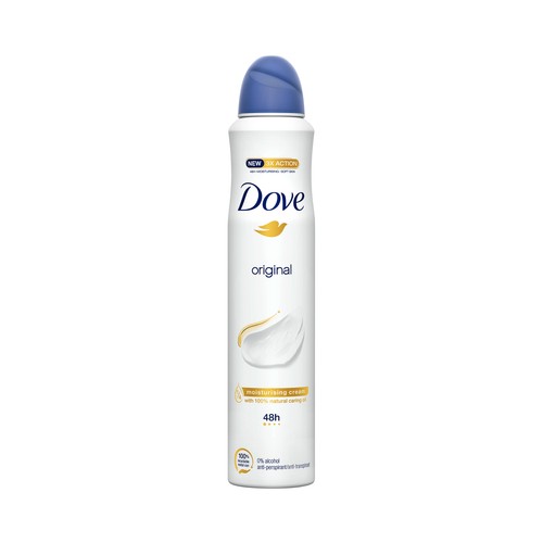 DOVE Original Desodorante en spray para mujer sin alcohol y protección antitranspirante hasta 48 horas 200 ml.