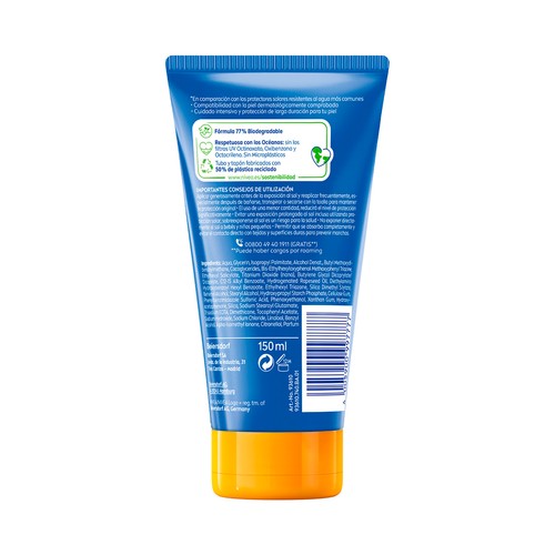 NIVEA Protector solar resistente al sudor con FPS 50+ (muy alto) NIVEA Sun protege & hidrata ultra 150 ml.