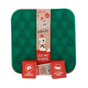 CUPID&COMET Alfombrilla comedero de navidad con tubo de pasta de pavo y arándano para mascotas